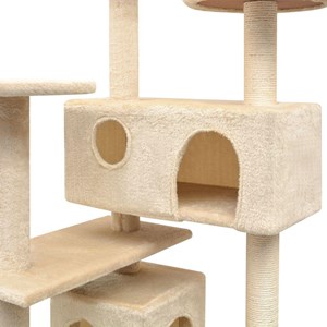 Arbre à chat griffoir grattoir niche jouet 67 x 67 x 125 cm beige