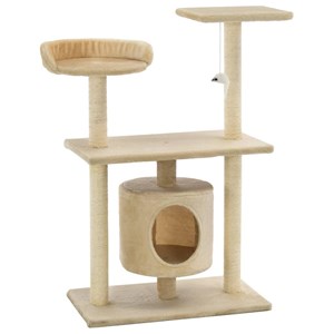 Arbre à chat griffoir grattoir niche jouet 70 x 45 x 95 cm beige