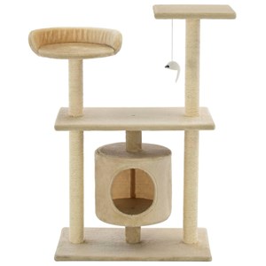 Arbre à chat griffoir grattoir niche jouet 70 x 45 x 95 cm beige