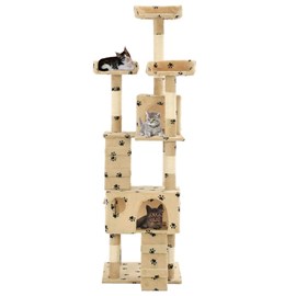 Arbre à chat griffoir grattoir niche jouet 50 x 50 x 170 cm beige