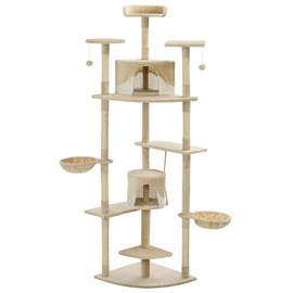Arbre à chat griffoir grattoir niche jouet 103 x 77 x 203 cm beige