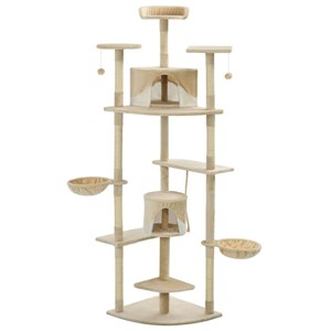 Arbre à chat griffoir grattoir niche jouet 103 x 77 x 203 cm beige
