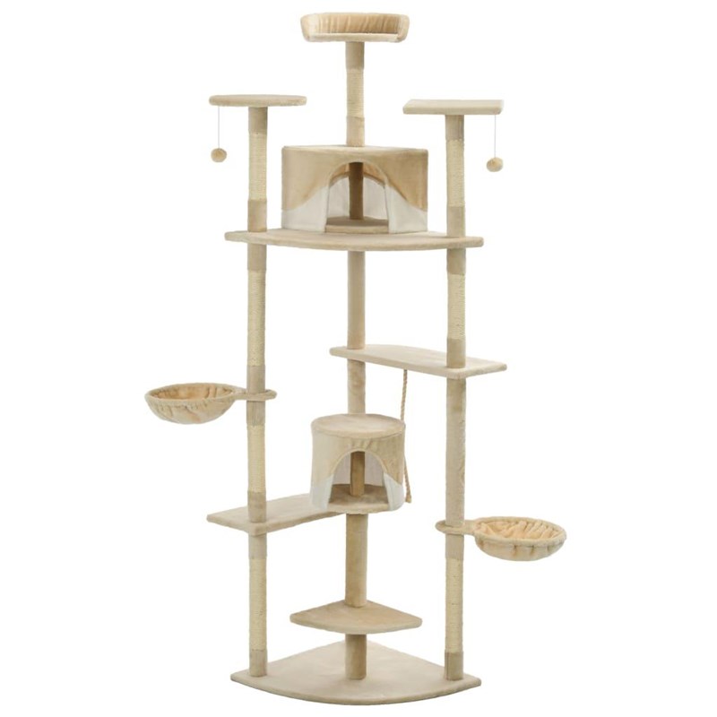 Helloshop26 - Arbre à chat griffoir grattoir niche jouet 103 x 77 x 203 cm beige