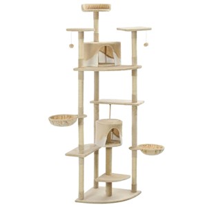Arbre à chat griffoir grattoir niche jouet 103 x 77 x 203 cm beige