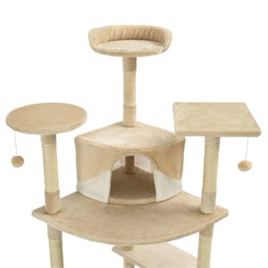Arbre à chat griffoir grattoir niche jouet 103 x 77 x 203 cm beige