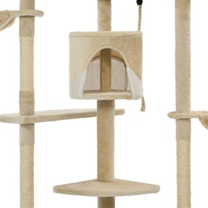 Arbre à chat griffoir grattoir niche jouet 103 x 77 x 203 cm beige