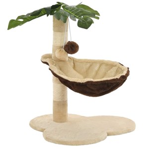 Arbre à chat griffoir grattoir niche jouet 44 x 40 x 50 cm beige
