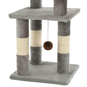 Arbre à chat griffoir grattoir niche jouet 30 x 30 x 65 cm gris