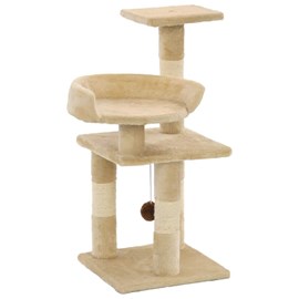 Arbre à chat griffoir grattoir niche jouet 30 x 30 x 65 cm beige