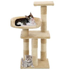 Arbre à chat griffoir grattoir niche jouet 30 x 30 x 65 cm beige