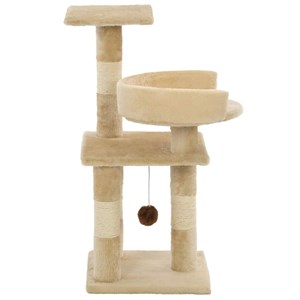Arbre à chat griffoir grattoir niche jouet 30 x 30 x 65 cm beige