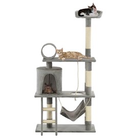 Arbre à chat griffoir grattoir niche jouet 70 x 35 x 140 cm gris