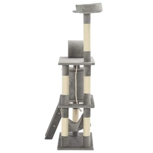 Arbre à chat griffoir grattoir niche jouet 70 x 35 x 140 cm gris