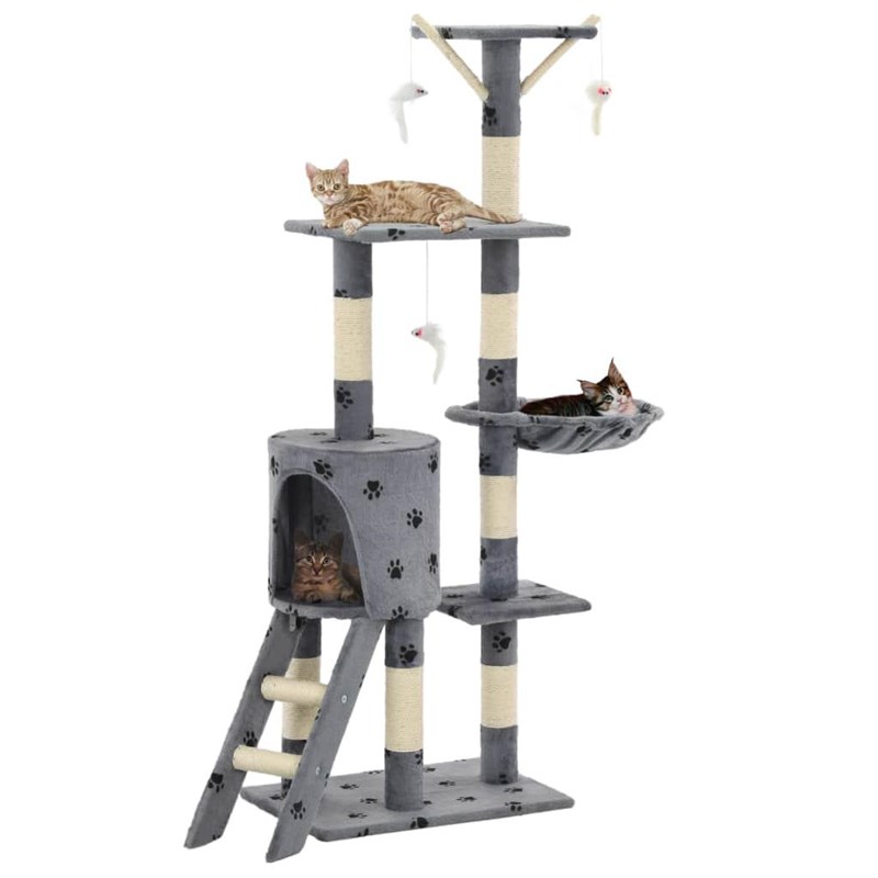 Helloshop26 - Arbre à chat griffoir grattoir niche jouet 49 x 35 x 138 cm gris