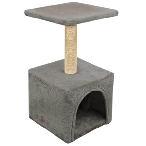 Arbre à chat griffoir grattoir niche jouet 30 x 30 x 55 cm gris