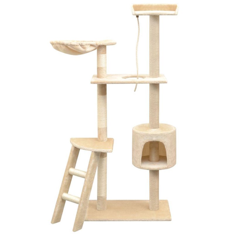 Helloshop26 - Arbre à chat griffoir grattoir niche jouet 97 x 40 x 150 cm beige