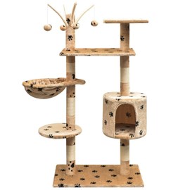 Arbre à chat griffoir grattoir niche jouet 96 x 35 x 125 cm beige
