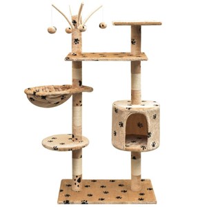 Arbre à chat griffoir grattoir niche jouet 96 x 35 x 125 cm beige