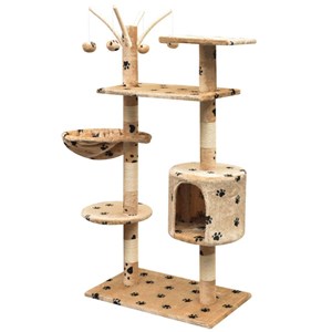 Arbre à chat griffoir grattoir niche jouet 96 x 35 x 125 cm beige