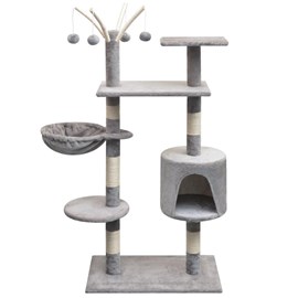 Arbre à chat griffoir grattoir niche jouet 96 x 35 x 125 cm gris