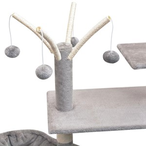 Arbre à chat griffoir grattoir niche jouet 96 x 35 x 125 cm gris
