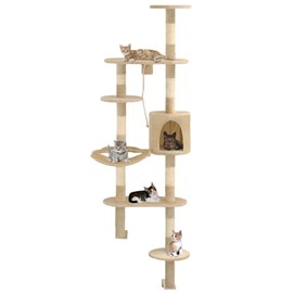Arbre à chat griffoir grattoir niche jouet 60 x 30 x 194 cm beige