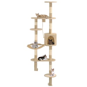 Arbre à chat griffoir grattoir niche jouet 60 x 30 x 194 cm beige