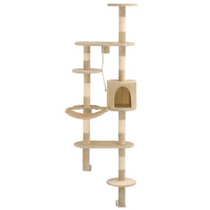 Arbre à chat griffoir grattoir niche jouet 60 x 30 x 194 cm beige