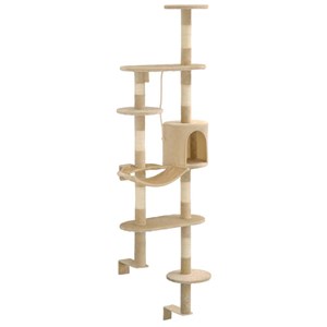 Arbre à chat griffoir grattoir niche jouet 60 x 30 x 194 cm beige