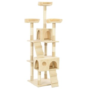 Arbre à chat griffoir grattoir niche jouet 50 x 50 x 170 cm beige