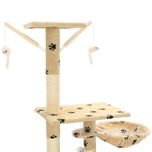 Arbre à chat griffoir grattoir niche jouet 147 x 35 x 230 cm beige