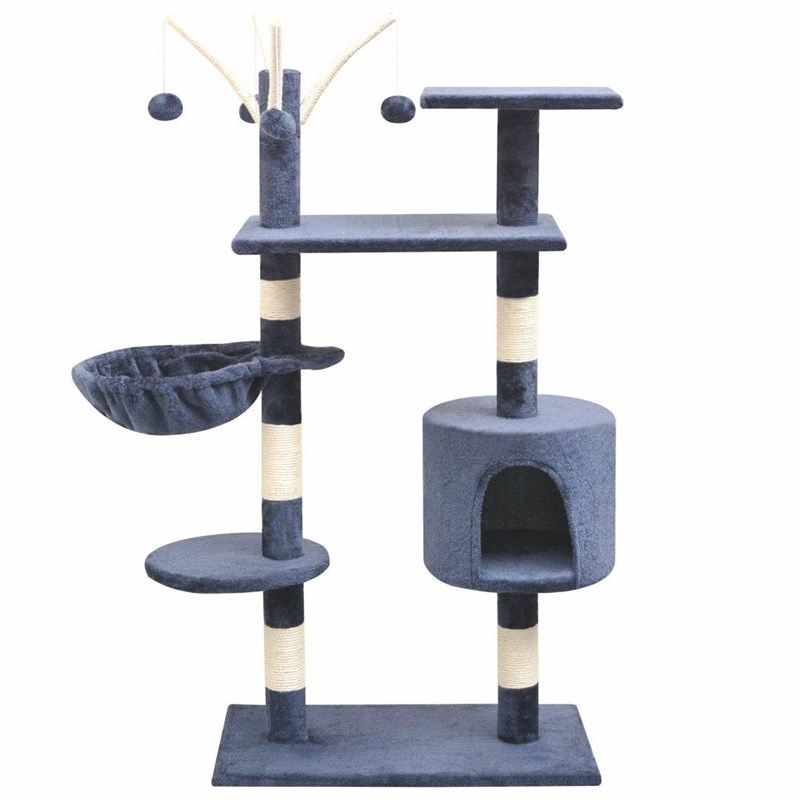 Helloshop26 - Arbre à chat griffoir grattoir niche jouet 96 x 35 x 125 cm bleue