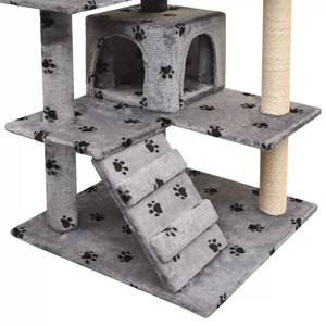 Arbre à chat griffoir grattoir niche jouet 67 x 67 x 125 cm gris