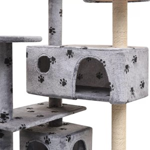 Arbre à chat griffoir grattoir niche jouet 67 x 67 x 125 cm gris