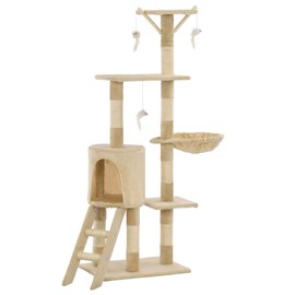 Arbre à chat griffoir grattoir niche jouet 49 x 35 x 138 cm beige
