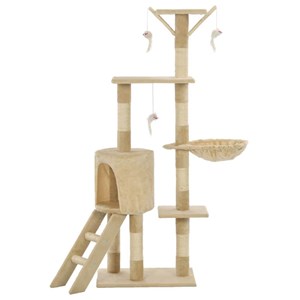 Arbre à chat griffoir grattoir niche jouet 49 x 35 x 138 cm beige