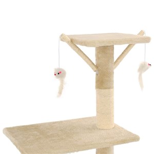 Arbre à chat griffoir grattoir niche jouet 49 x 35 x 138 cm beige