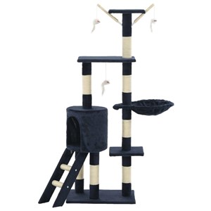 Arbre à chat griffoir grattoir niche jouet bleue