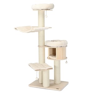 Arbre à chat en bois massif de 75 x 56 x 174 cm bois marron