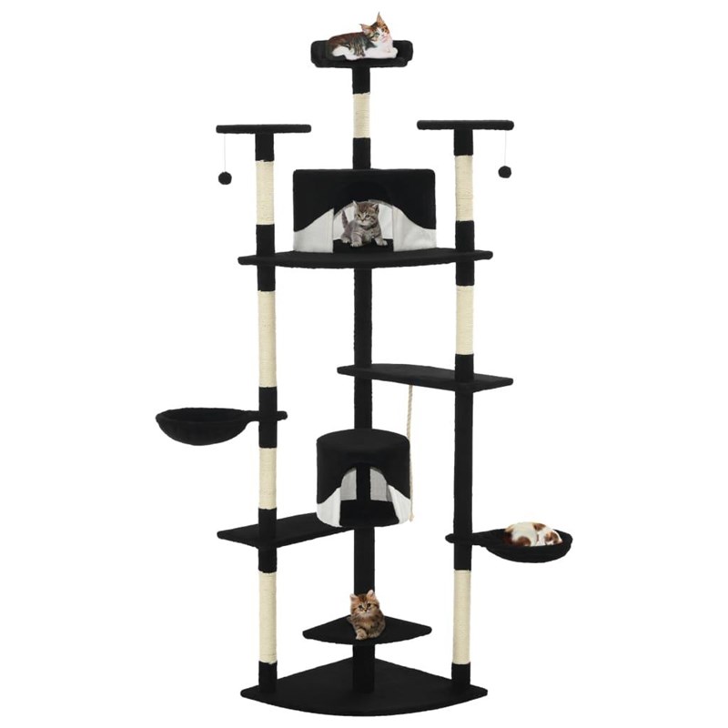 Helloshop26 - Arbre à chat griffoir grattoir niche jouet 103 x 77 x 203 cm noir