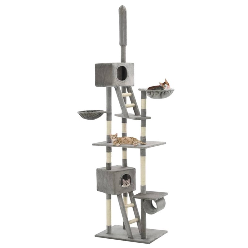 Helloshop26 - Arbre à chat griffoir grattoir niche jouet 135 x 80 x 230 cm gris