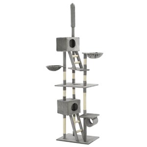 Arbre à chat griffoir grattoir niche jouet 135 x 80 x 230 cm gris