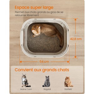 Bac à litière pour chat xxl avec couvercle
