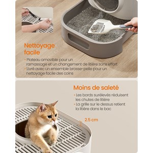 Bac à litière pour chat xxl avec couvercle