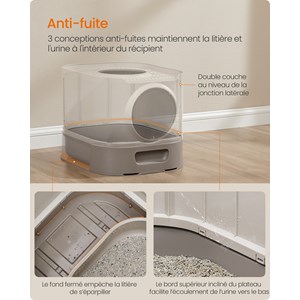 Bac à litière pour chat xxl avec couvercle