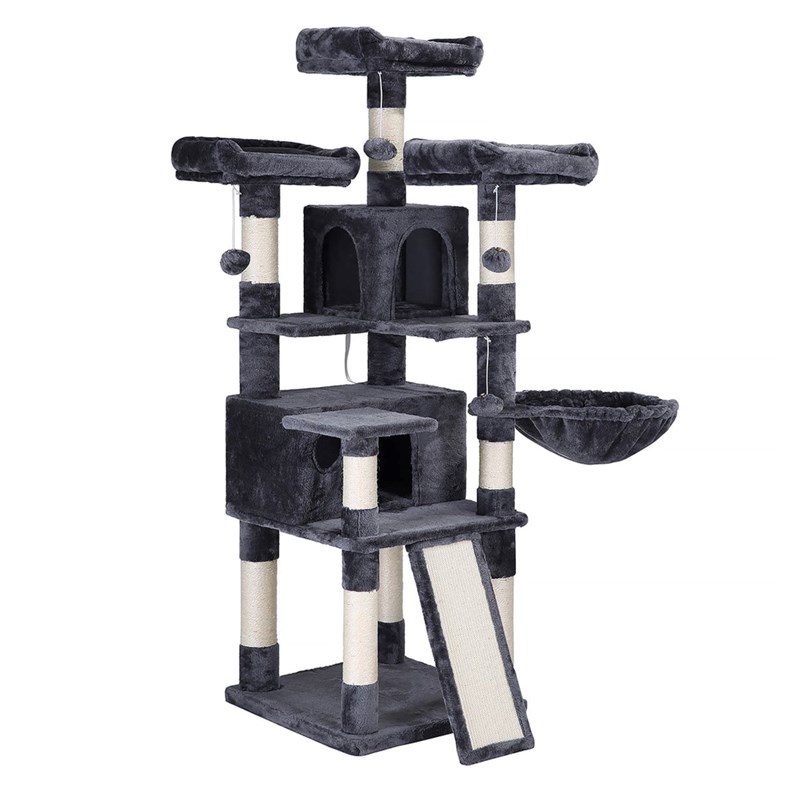 Arbre à chat xxl tour de jeux 54 x 50 x 168 cm gris