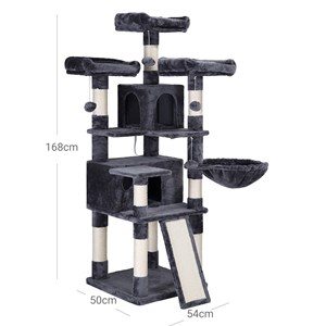 Arbre à chat xxl tour de jeux 54 x 50 x 168 cm gris