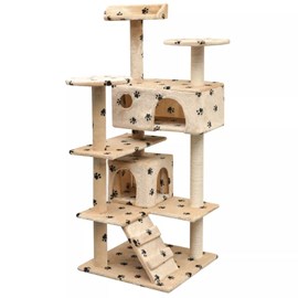 Arbre à chat griffoir grattoir niche jouet 67 x 67 x 125 cm beige