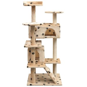 Arbre à chat griffoir grattoir niche jouet 67 x 67 x 125 cm beige