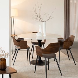 Chaise en bois foncé et velours gris florence (lot de 2)